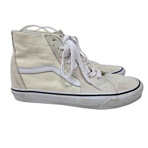Vans Sk8 Hi HIgh Top Turtle Dove White Canvas & Suede Sneakers Mens 9.5 Women's